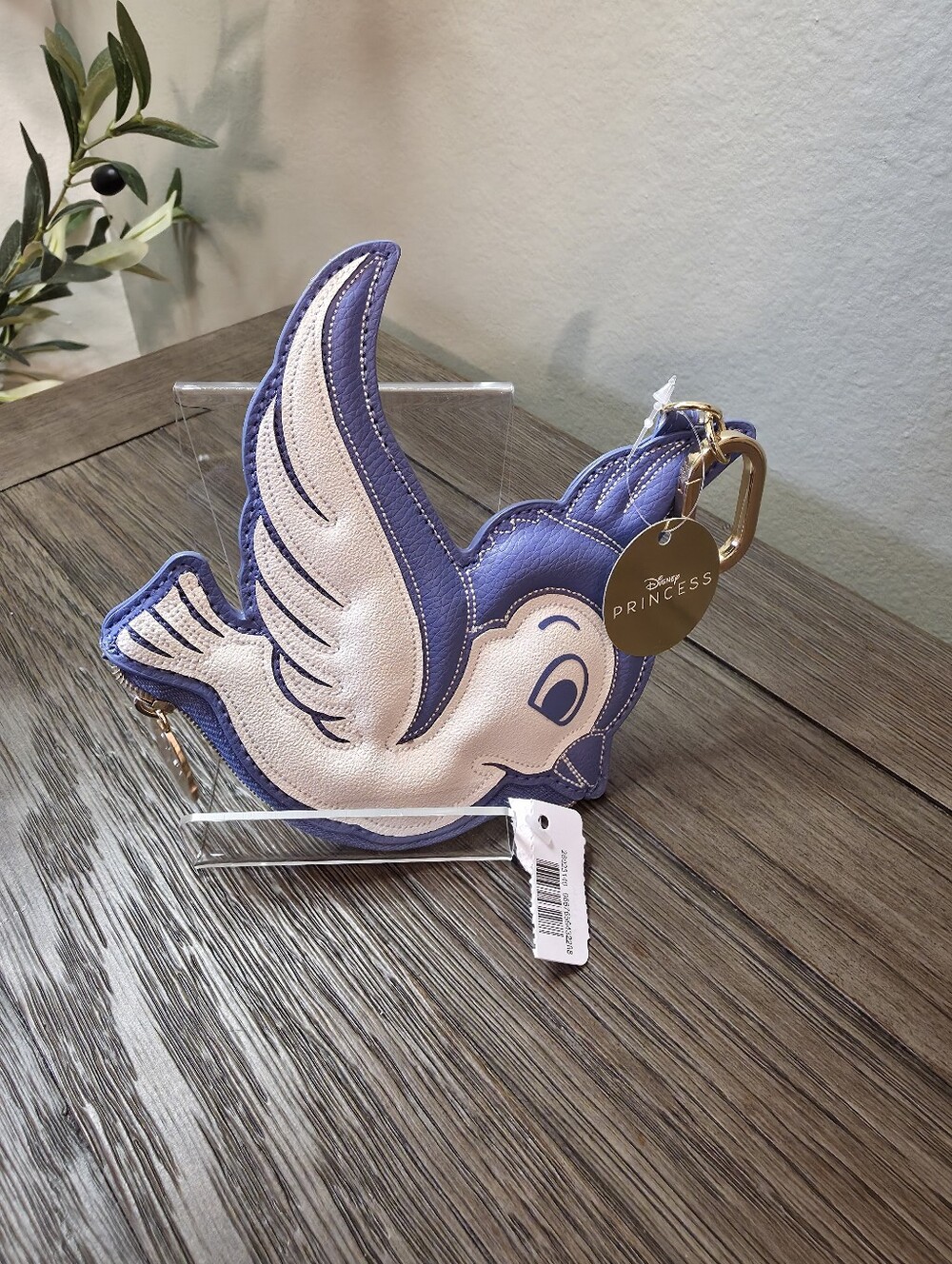 Disney Purple & Cream Bird-Shaped Pet Toy Pouch with Gold Clip